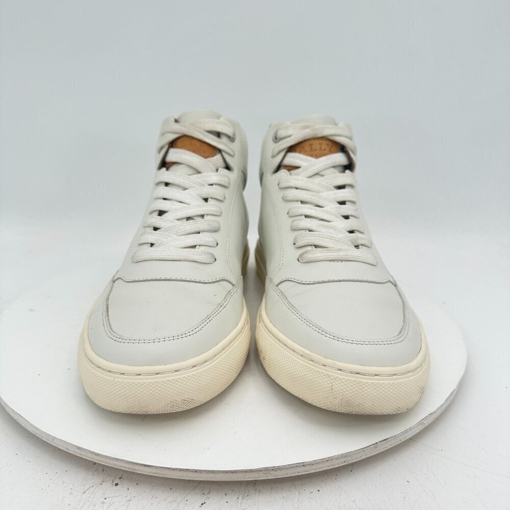 Bally Hendrik Print Men Size 6D White Leather Mid Top Lace Up Casual Shoes - Picture 2 of 12